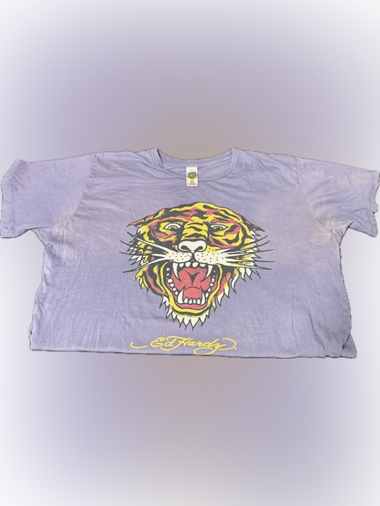 Ed Hardy Other - Ed Hardy Tiger Graphic T-Shirt XL Purple Double Sided Logo Tee